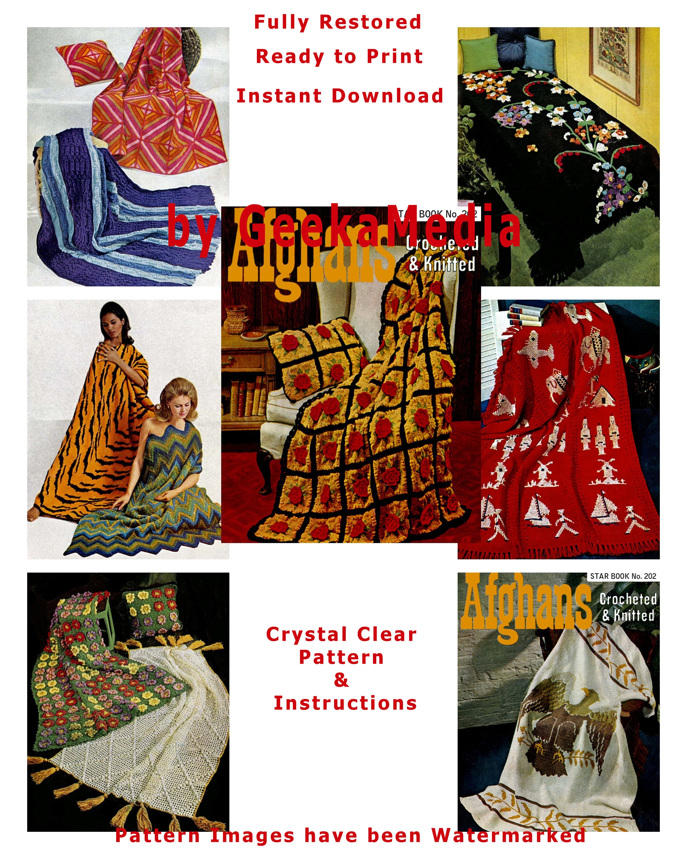 Knitting and Crochet Afghan Pattern Books in HD PDF 