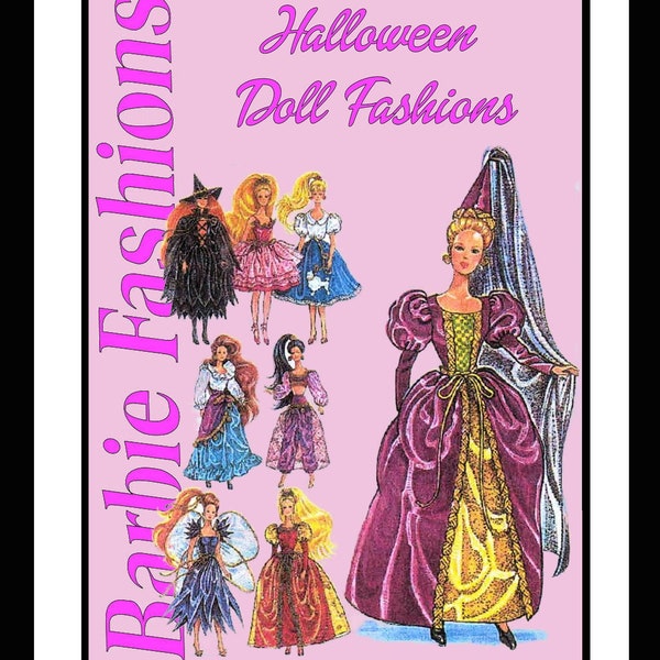 Barbie Costumes PDF Sewing Patterns Fits Fashion Size Teen Dolls 11 inches tall (Tammy, Sindy, Francie, Babette, Wendy, Babs, Cher)