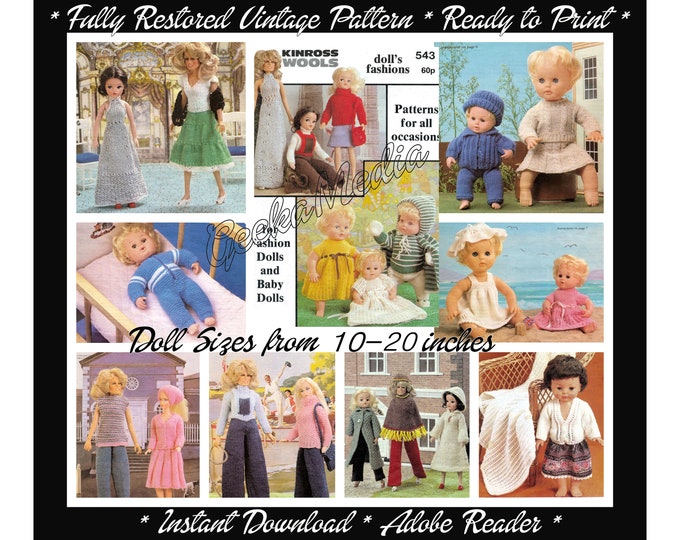 Teen Fashion Dolls & Baby Dolls Knitting Patterns PDF