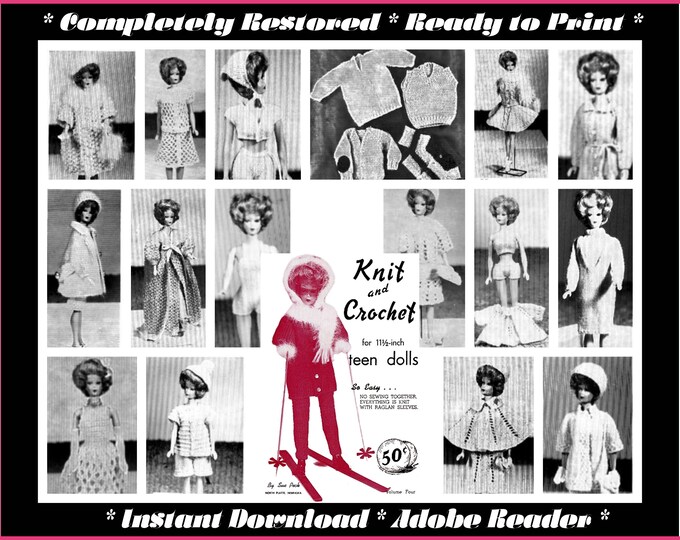 Barbie Knitting and Crochet Patterns For 11 in Fashion Teen Dolls (Tammy, Sindy, Francie, Babette, Wendy, Babs, Cher) Fully Restored PDF