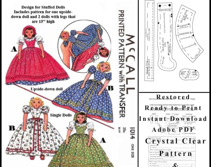 Rag Doll and Dress - Topsy Turvy Doll Toy Sewing Patterns by McCall 1014 in HD PDF