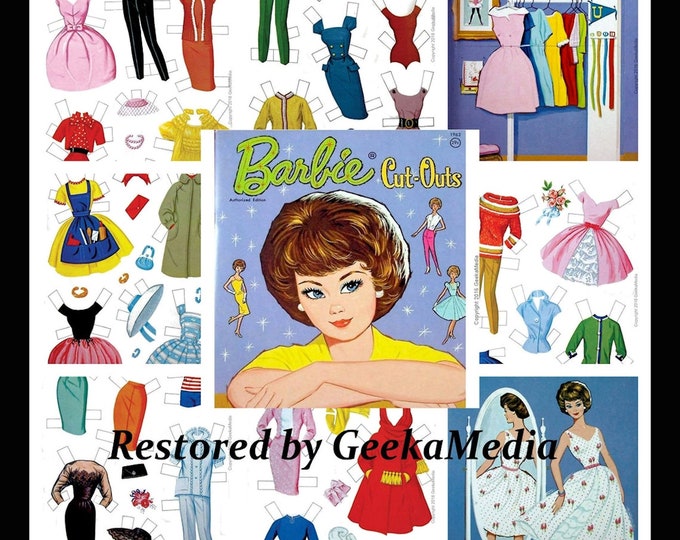 Barbie Paper Dolls Print and Play Paper Doll Book from 1963, Cut Out Toy Dolls Playset in HD PDF