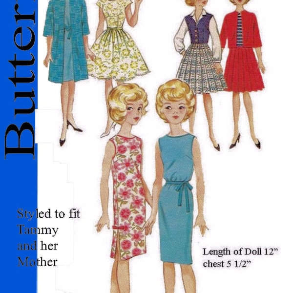 Butterick 2931 11 inch Fashion Teen Doll Sewing Patterns For (Tammy, Barbie, Sindy, Francie, Babette, Wendy, Babs, Cher) PDF