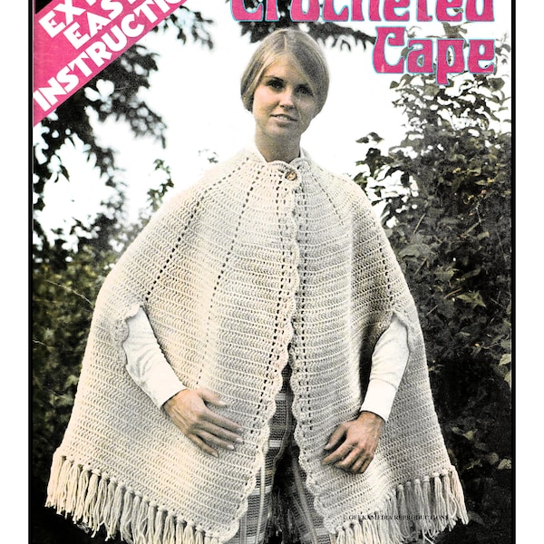 C14 1960s Style Crochet Cape Pattern in HD PDF