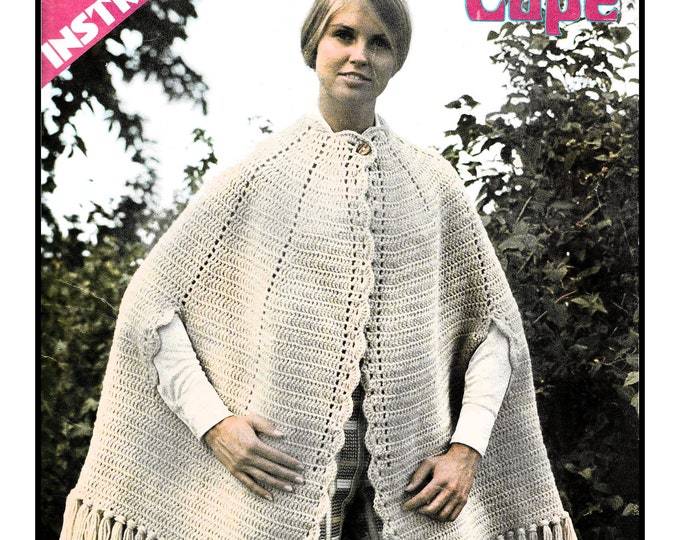 C14 1960s Style Crochet Cape Pattern in HD PDF