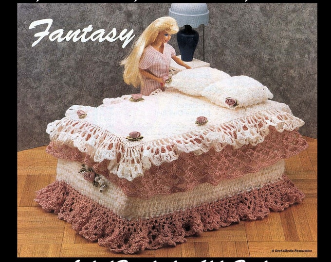 Barbie PDF Fancy Bed Spread Crochet Pattern Fits Fashion Size Teen Dolls 11 inches tall (Tammy, Sindy, Francie) C103