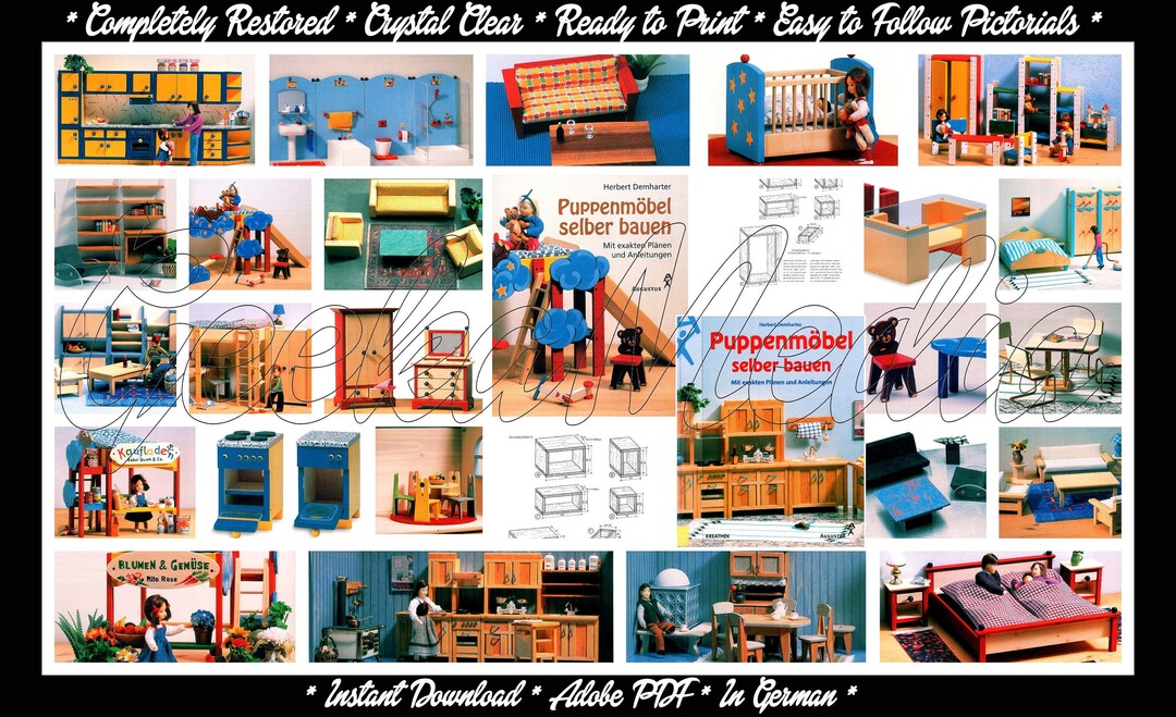German Dollhouse Furniture Making Patterns and Tutorials Book in HD PDF