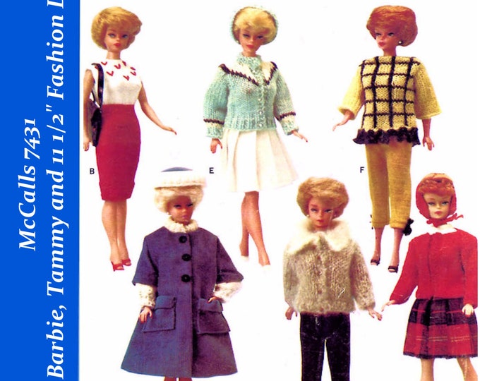 McCalls 7431 11 inch Fashion Teen Doll Sewing Patterns For (Barbie, Tammy, Sindy, Francie, Babette, Wendy, Babs, Cher) PDF