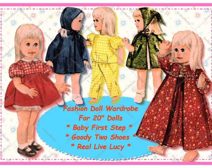 Butterick 4169 20  inch Doll Wardrobe Sewing Patterns (Baby First Step, Goody Two Shoes, Real Live Lucy, Saucy Walker, Shirley Temple,) PDF