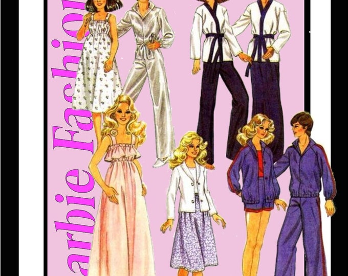 Barbie and Ken PDF Sewing Patterns Fits Fashion Size Teen Dolls 11 inches tall (Tammy, Sindy, Francie, Babette, Wendy, Babs, Cher)