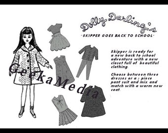 Skipper PDF Sewing Patterns Fits 9 inch Fashion Teen Dolls (Penny Bright, Pepper, Betsy McCall, Ginny, Muffie, Ginger Dolls)