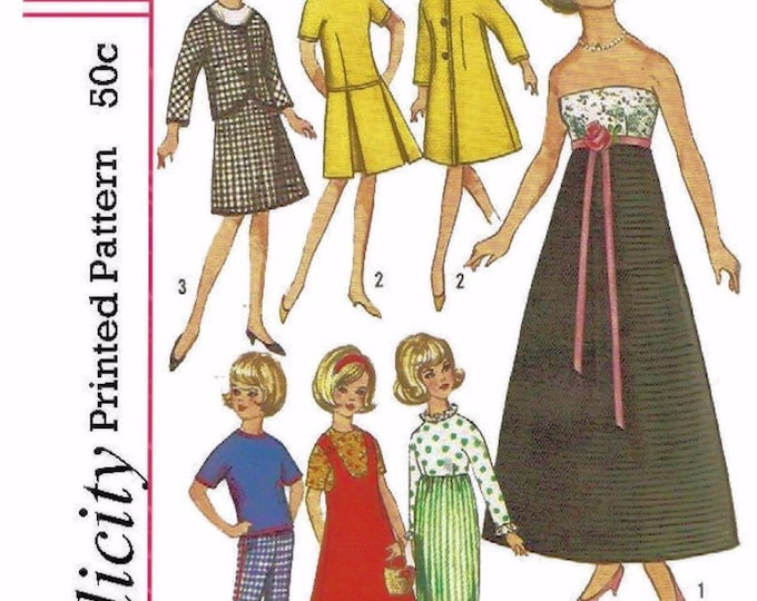 Simplicity 6244 11 inch Fashion Teen Doll Sewing Patterns For (Tammy, Barbie, Sindy, Francie, Babette, Wendy, Babs, Cher) PDF