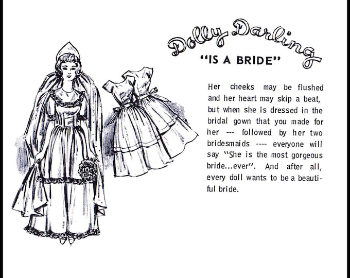 Dolly Darling is a Bride 11 inch Fashion Teen Doll Sewing Patterns For (Barbie, Tammy, Sindy, Francie, Babette, Wendy, Babs, Cher) PDF