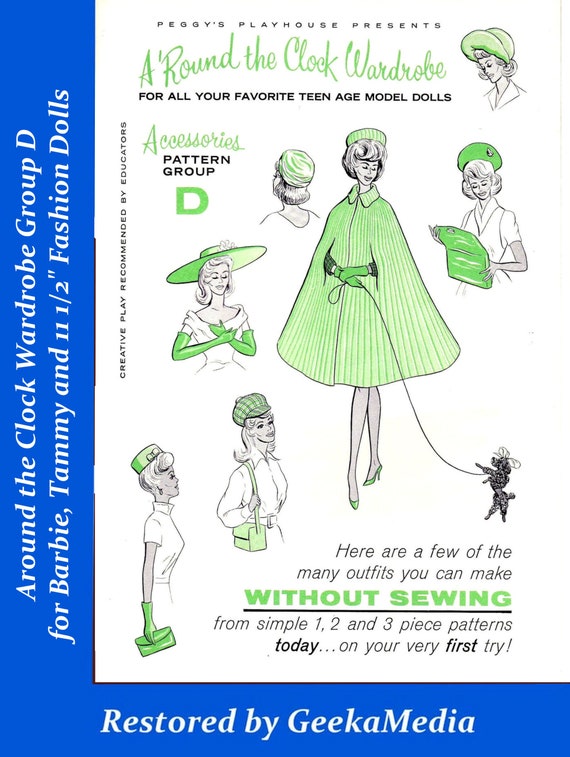 Barbie PDF Sewing Patterns Fits Fashion Size Teen Dolls 11 Inches