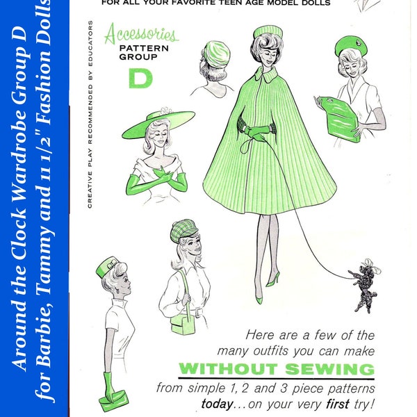 Advance 1073 11 inch Fashion Teen Doll Sewing Patterns For (Barbie, Tammy, Sindy, Francie, Babette, Wendy, Babs, Cher) PDF