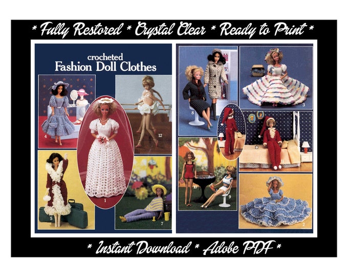 Barbie PDF Crochet Pattern Fits Fashion Size Teen Dolls 11 inches tall (Tammy, Sindy, Francie)