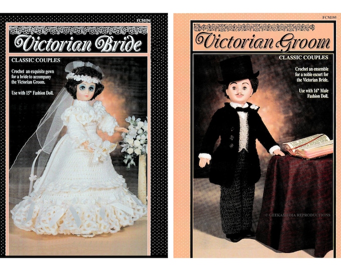 C08 Victorian Bride and Groom Crochet Pattern for 15 inch Fashion Teen Doll in HD PDF