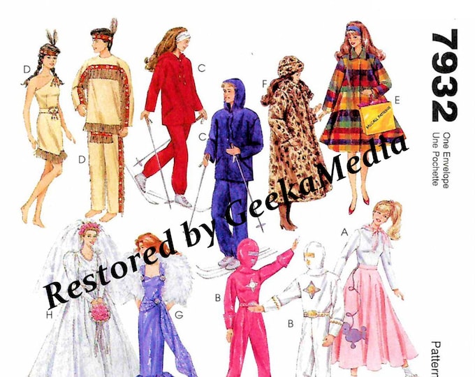 McCalls 7932 11 inch Fashion Teen Doll Sewing Patterns For (Barbie, Tammy, Sindy, Francie, Babette, Wendy, Babs, Cher) PDF