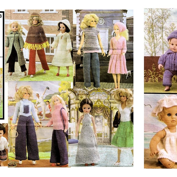 Barbie Knitting Pattern For Fashion Teen Dolls 11 inches tall (Tammy, Sindy, Francie) and Baby Dolls PDF