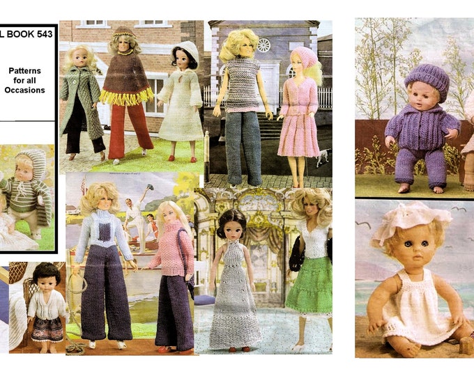 Barbie PDF Knitting Pattern Fits Fashion Teen Dolls 11 inches tall (Tammy, Sindy, Francie) and Baby Dolls c31