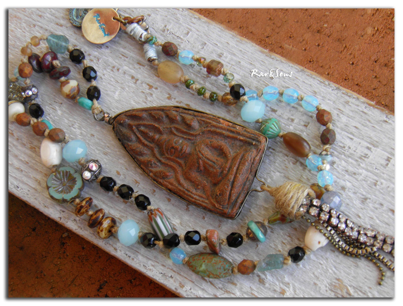 Long tribal necklace, bohemian &quo