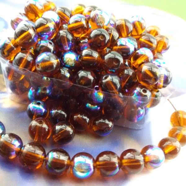 amber czeh glass beads,6 mm honey color crystal beads,mirror small czeh glass beads,pressed beads,czeh beads,small czeh bead,czeh amber bead