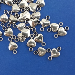 Złącza Antyczne Srebrne Serce, 8 Złącza Bransoletki, Serce Tybetańskie Srebrne Złącza, Srebrny Ton Złącza do Kolczyków, Srebrny Ton Łączniki