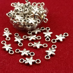 Złącza Antyczna srebrna gwiazda, małe złącza bransoletek, złącza w kolorze srebrnym w kształcie gwiazdy, złącza w kolorze srebrnym do kolczyków, małe ogniwa w kształcie gwiazdy