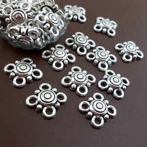 earrings floral aloy connectors,antiqued silver Connector,ornate earrings Links,floral Connector for Earring,silver Tone flower Linking Ring