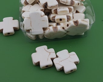 cross shape stone beads,carved cross beads,cross charm beads,brown inlay cross howlithe stone bead,white stone cross beads,cross shape beads