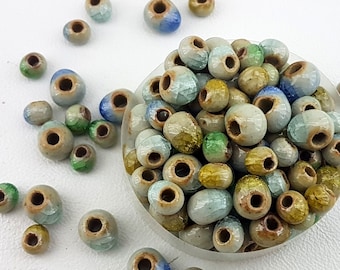 ceramic beads cracked mix,bulk price big hole ceramic beads,blue cracked porcelain beads,yellow ceramic glazed beads,glazed porcelain beads