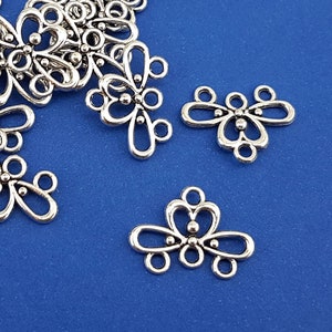 decorative connectors Antique Silver tone,floral silver bracelet connectors,silver tone Connector for Earrings,flower silver tone Links
