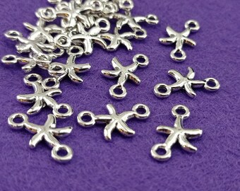 Connectors Antique silver starfish,small starfish,starfish silver tone connector,silver tone Connector for Earring,silver tone small starfis
