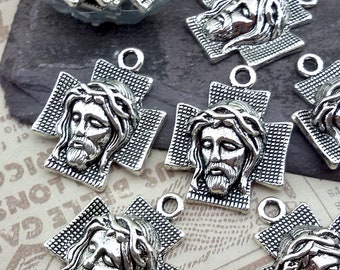 Ciondolo Gesù Cristo Argento 925 Con Zirconi - Gioiello Religioso Uomo - Foto 4