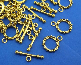 gold tone Toggle Clasp for Necklace,Bracelet Closures,4 Toggles Fasteners for Bracelet,gold Necklace Clasps,gold tone Toggle Clasps,toggles