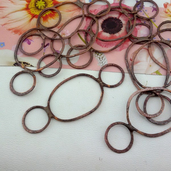 anneaux soudés en cuivre, grands connecteurs ronds cuivre antique, connecteurs en cercle de cuivre, connecteurs ronds en cuivre antique, grands liens ronds en cuivre