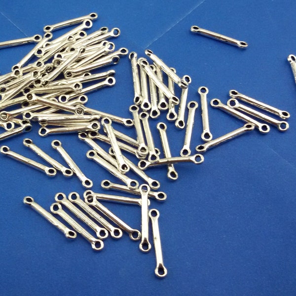 Connectors small silver tone bars,bar earrings connectors,small bars tibetan silver connectors,15 mm silver tone small bar link for bracelet