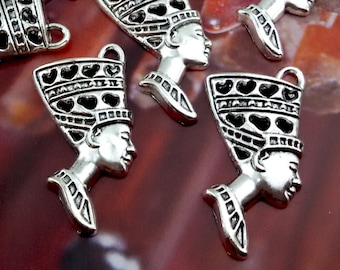 Egyptian Pharaoh charm,king of Egypt silver charm,Queen of Egypt silver tone Pendant,Cleopatra charm,tibetan silver Egyptian Pharaoh pendant