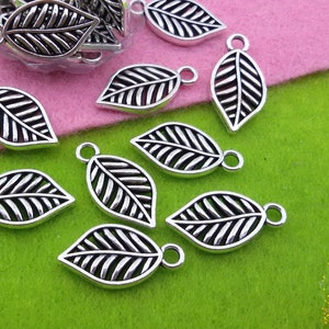 silver tone leaf charm,necklace silver leaf charm,bracelet leaf Charm,silver tone leaf charm for keychain,silver leaf pendant for necklace