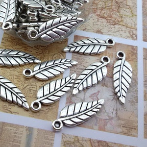 silver tone leaf charm,necklace silver leaf charm,bracelet leaf Charm,silver tone leaf charm for keychain,silver leaf pendant for necklace
