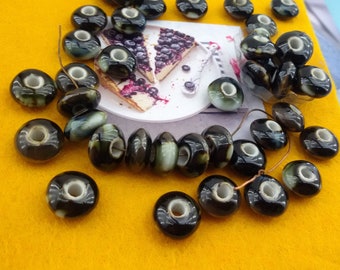 porcelain brown saucer bead,green pottery wheel porcelain beads,pottery beads,brown ceramic beads,rondelle porcelain bead,green glazed beads