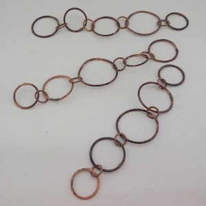 antike kupferkette,große gelötete ringe ketten teil,patina kupfer kette für schmuck große runde links, alte dekorative kupfer kette