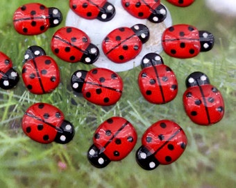 Cabochon coccinelle, coccinelle rouge à dos plat, embellissement coccinelle en résine, petite coccinelle décorative, coccinelle à coller en plastique, coccinelle scrapbooking