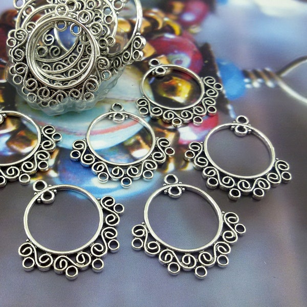 earrings silver tone decorative connectors,mini swirls earrings hoops ,chandelier connectors for Earrings,silver Tone Links for earrings
