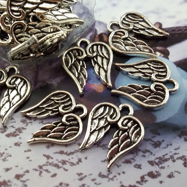 angel wings charms,silver wings Charm,small earrings wings charm,antique silver wings charms,silver tone wings charms for Earring,small wing