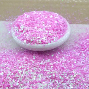 roze glanzende glittervlokken, kleine vlokken en fijne harsglitter, nail art slijm maken roze glittervlokken, roze vlokken gloeiend effect glitter