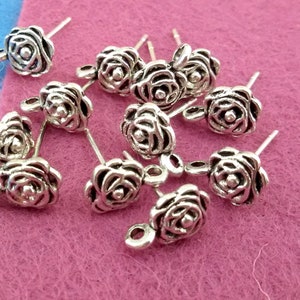 earring Base stud flower,Earrings Blank Setting,stud base for earrings,silver earrings base,stud earrings base with loop,stud base earrings