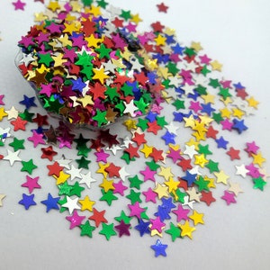 lantejoulas com glitter estrela, glitter estrela com acabamento arco-íris, glitter solto para unhas de gel, estrelas com glitter slime, confetes brilhantes multicoloridos, lantejoulas estrelas