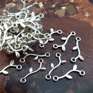 decorative leaf Connectors Antique Silver,small silver tone branch decorative metal piece,Tibetan Silver small branch embellishments