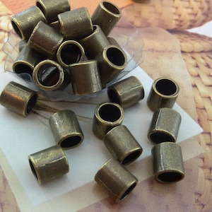 small tube metal beads,antique bronze tone metal beads,tubular patina spacer beads,tube metal bracelet beads,big hole metal tubular beads